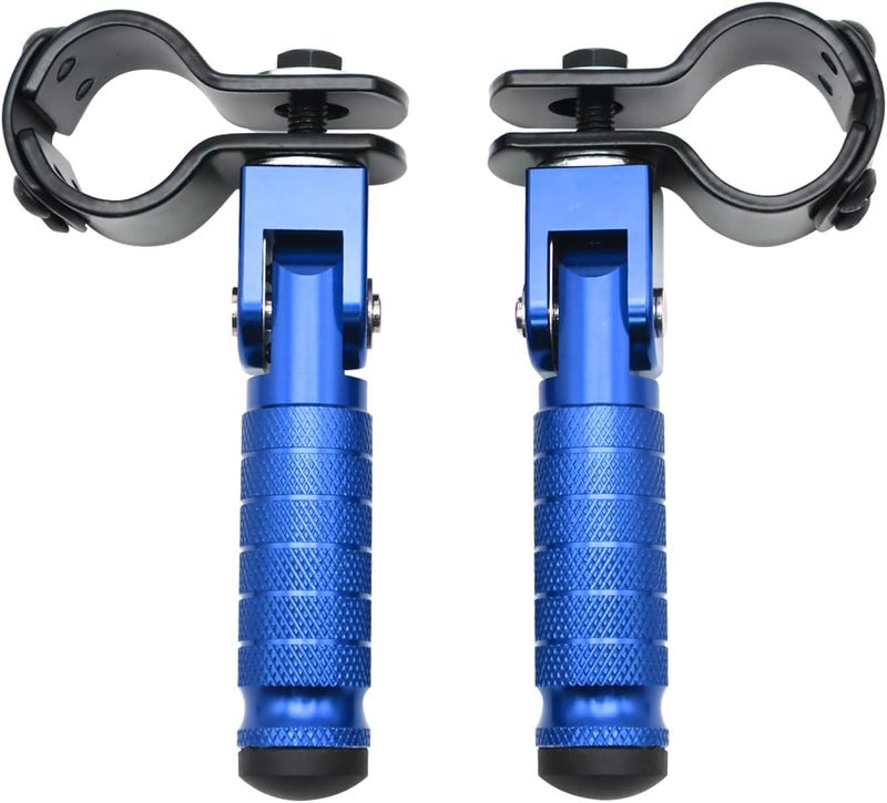 YWLUWEI M8 Motorcycle Foot Rests Fit 1.22-1.29in Motorbike Brackets Foldable Foot Pegs Front Footpeg Rear Footpeg Anti-Skid Rearsets Folded Footrest 90 Degree Fixed Folding Passenger Pedal Supports(Blue) - Image 1